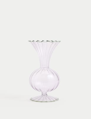 

M&S Collection Small Ridged Glass Bud Vase, Pink