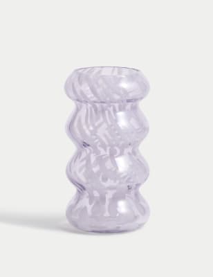 

M&S Collection Glass Wave Vase - Lilac Shell, Lilac Shell