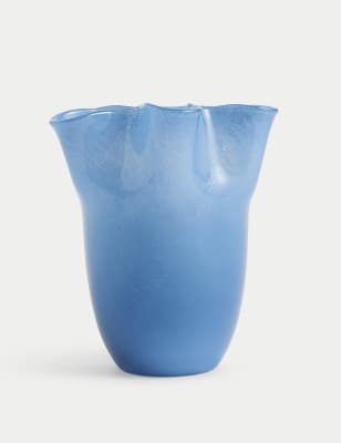 

M&S Collection Medium Handkerchief Vase - Blue, Blue