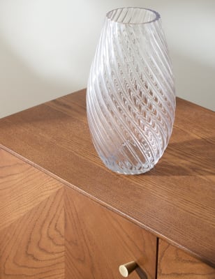 

M&S Collection Mittelgroße Vase in Tropfenform mit Muster - Klar, Klar