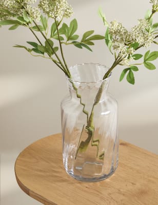 

M&S Collection Swirl Ridged Glass Vase - Clear, Clear