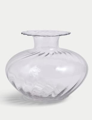 

M&S Collection Medium Textured Scallop Glass Vase, Clear