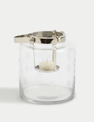 

M&S Collection Etched Glass Lantern - Clear, Clear