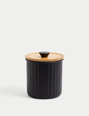 

M&S Collection Small Ribbed Storage Jar - Black, Black