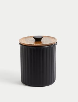 

M&S Collection Ribbed Storage Jar, Black