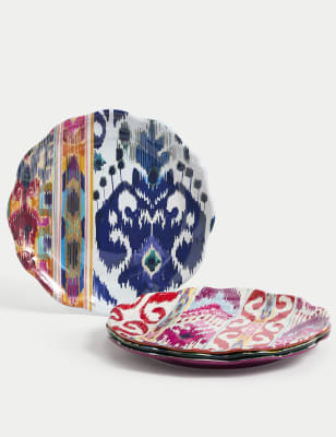 

M&S Collection Set of 4 Ikat Brights Picnic Dinner Plates - Multi, Multi