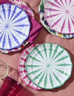 

M&S Collection Set of 4 Ikat Brights Picnic Side Plates - Multi, Multi