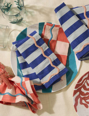 

M&S Collection Set of`4 Pure Cotton Embroidered Napkins - Multi, Multi