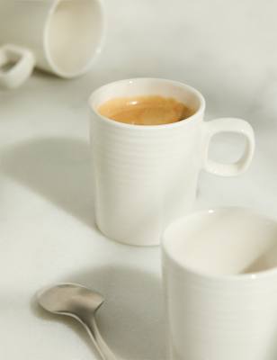 

M&S Collection Set of 4 Ribbed Ceramic Espresso Cups, Natural