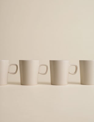 

M&S Collection Set of 4 Ribbed Ceramic Cappucino Cups, Natural