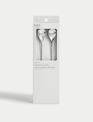 

M&S Collection Set of 2 Stainless Steel Latte Spoons, Silver