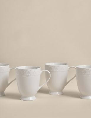 

Set of 4 Vintage Mugs, White