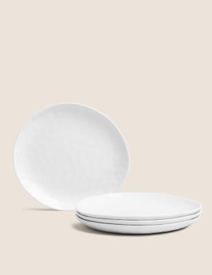 M&S Collection Set of 4 Artisan Side Plates - White, White