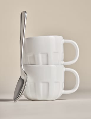 

M&S X Kelly Hoppen Set of 2 Textured Espresso Cups, White