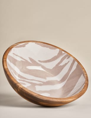 

M&S Collection Wooden Marble Decal Serving Bowl, Natural