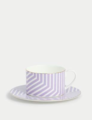 

M&S Collection Bone China Geometric Cup & Saucer, Lilac