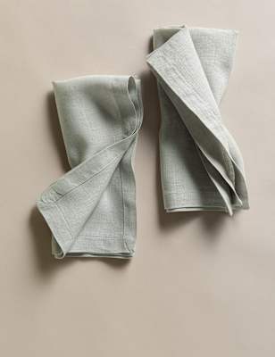 

M&S Collection Set of 2 Pure Linen Napkins, Grey