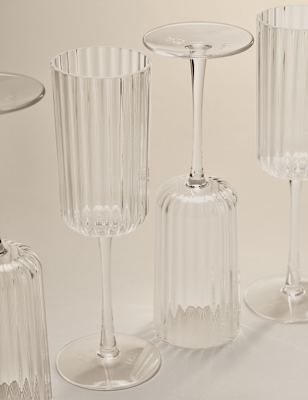 

M&S Collection Set of 4 Ribbed Picnic Champagne Flutes, No Colour