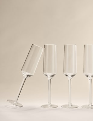 

M&S Collection Set of 4 Angular Picnic Champagne Flutes, No Colour