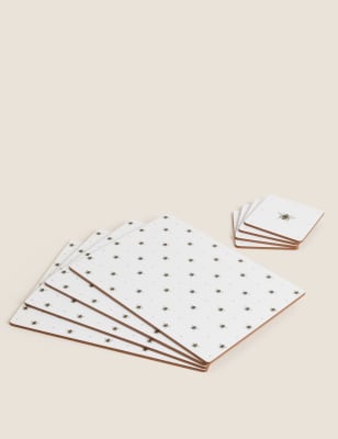 M&S Set of 4 Bee Print Placemats & 4 Coasters