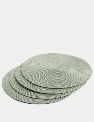 

M&S Collection Set of 4 Round Woven Placemats - Sage, Sage