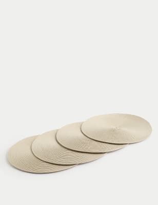 

M&S Collection Set of 4 Round Woven Placemats - Natural, Natural