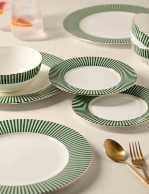 M&S Collection 12 Piece Hampton Dinner Set - Green, Green