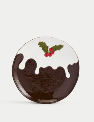 

M&S Collection Christmas Pudding Side Plate - Brown, Brown