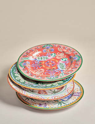 

M&S Collection Set of 4 Boho Picnic Dinner Plates, Multi