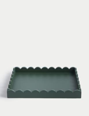 

M&S Collection Wooden Scallop Tray - Green, Green