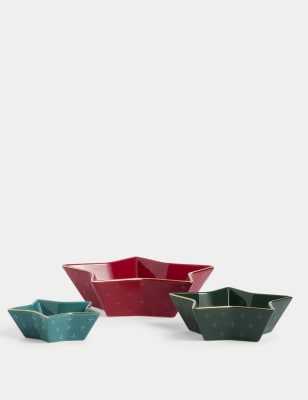 

M&S Collection Set of 3 Star Nibble Bowls - Multi, Multi