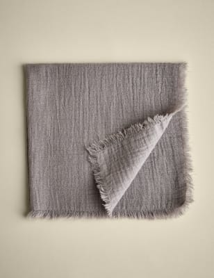 

M&S Collection Set of 4 Frayed Edge Muslin Napkins - Grey, Grey