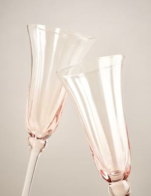 

M&S Collection Set of 2 Fleur Ombré Champagne Flutes, Peach