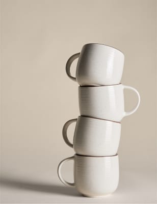 

M&S Collection Set of 4 Michigan Mugs, Natural