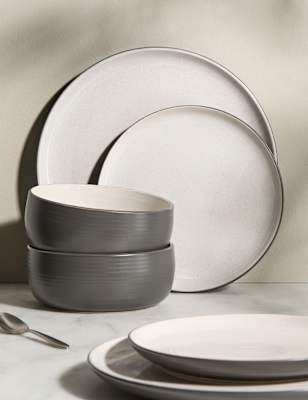 

M&S Collection 12 Piece Michigan Dinner Set - Grey, Grey