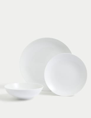 

M&S Collection 12 Piece Maxim Coupe Dinner Set - White, White