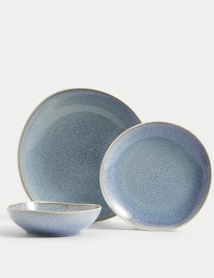 

M&S Collection 12 Piece Argo Dinner Set - Blue, Blue