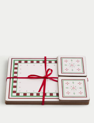 

M&S Collection Set of 4 Festive Placemats & 4 Coasters - Red Mix, Red Mix