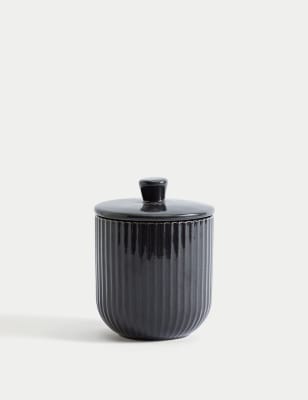 

M&S Collection Small Ribbed Storage Jar - Charcoal, Charcoal