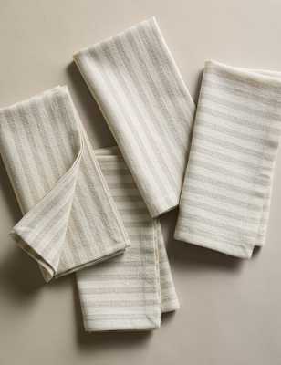 

M&S Collection Set of 4 Cotton with Linen Thin Stripe Napkins, Natural