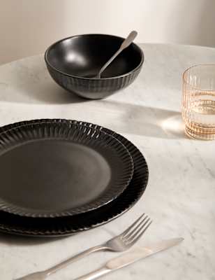 

M&S Collection 12 Piece Textured Edge Dinner Set - Black, Black