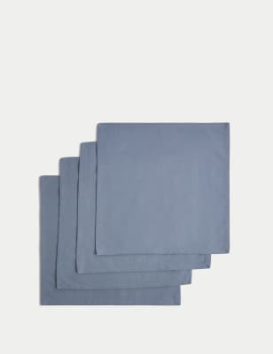 

M&S Collection Set of 4 Pure Cotton Napkins - Blue, Blue