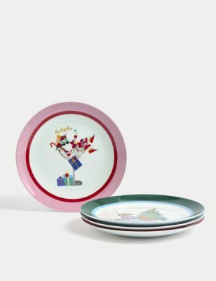 

M&S Collection Set of 4 Christmas Side Plates - Multi, Multi