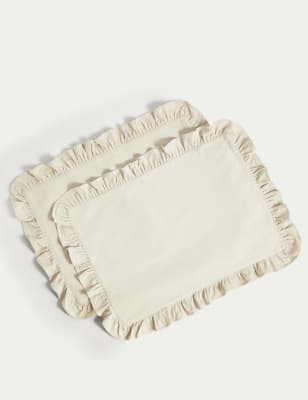 

M&S Collection Set of 2 Pure Cotton Ruffle Placemats - Natural, Natural