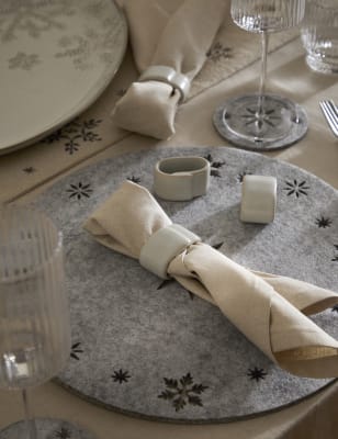 

M&S Collection Set of 4 Ceramic Napkin Rings - Natural, Natural