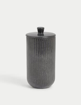 

M&S Collection Large Ribbed Glazed Storage Jar, Charcoal
