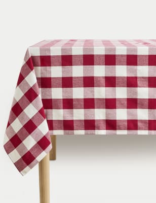 

M&S Collection Pure Cotton Gingham Tablecloth - Dark Red, Dark Red