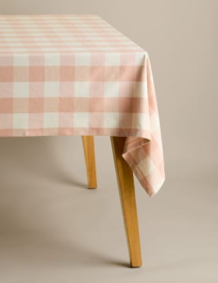 

M&S Collection Pure Cotton Gingham Tablecloth - Blush Pink, Blush Pink