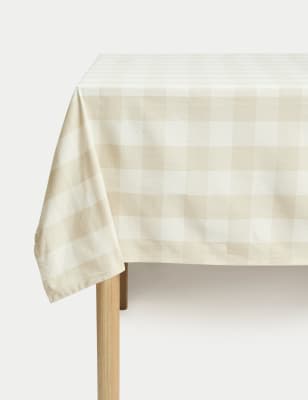 

M&S Collection Tischdecke aus reiner Baumwolle mit Gingham-Muster - Naturfarben, Naturfarben
