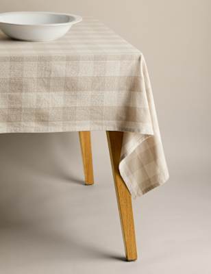 

M&S Collection Pure Cotton Gingham Tablecloth, Natural